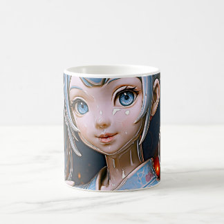 Caneca De Café Menina Anime de Porcelana Sob Luzes de Lanterna