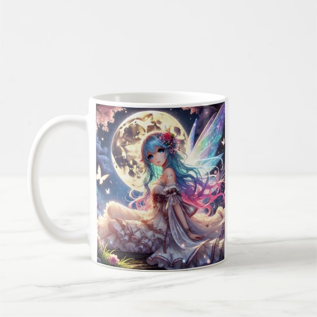 Caneca De Café Menina Anime Princesa Fada da Lua no Jardim (Esquerda)