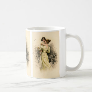 Caneca De Café Menina antiga vitoriana mãe filha criança