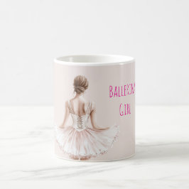 Caneca De Café Menina Bailarina Rosa Bege
