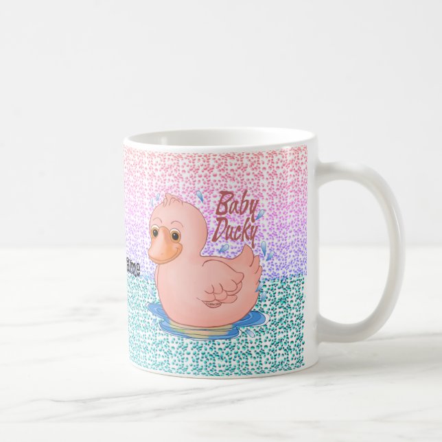 Caneca De Café Menina Bebê Pato Rosa   (Direita)