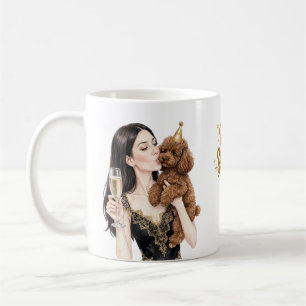 Caneca De Café Menina beijando cachorrinho Poodle–Mãe de Poodle