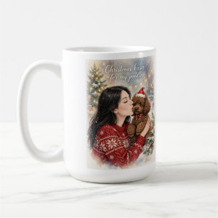 Caneca De Café Menina beijando cachorrinho Poodle–Mãe de Poodle