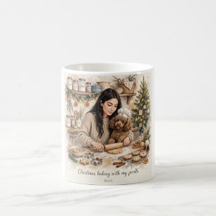 Caneca De Café Menina beijando cachorrinho Poodle–Mãe Poodle