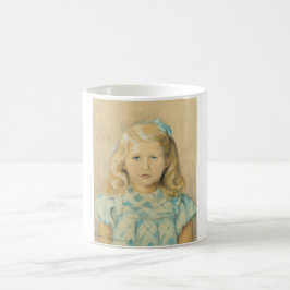 Caneca De Café Menina Bonita Com Cabelo Louro