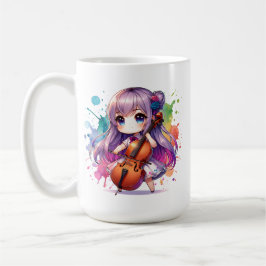 Caneca De Café Menina Bonita Jogando Cello
