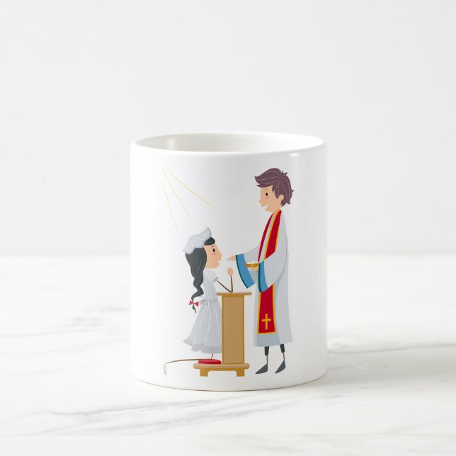 Caneca De Café Menina Católica na Primeira Comunhão (Criador carregado)