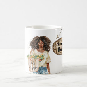 Caneca De Café Menina Chapéu Camiseta Coma Legumes Bolsa