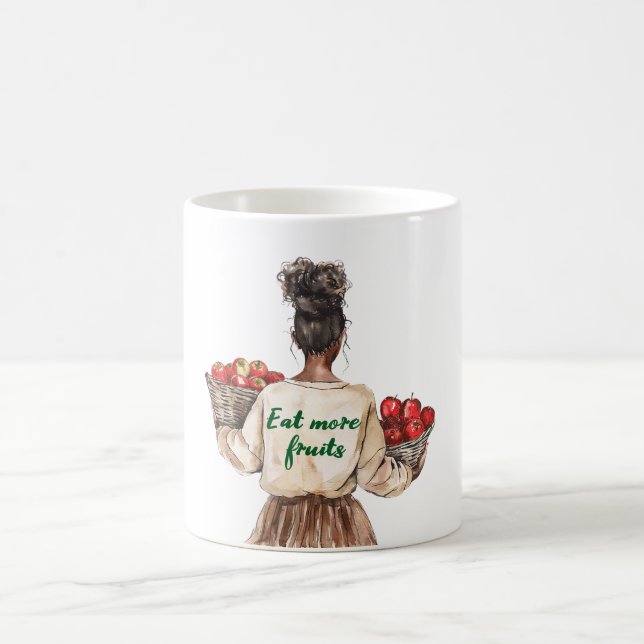 Caneca De Café Menina Chapéu Camiseta Coma Legumes Bolsa (Centro)