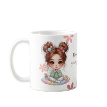 Menina Chibi Adorável Sentada em Almofada com Cita
