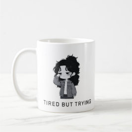 Caneca De Café Menina Chibi Cansada Mas Tentando Ser Relatable