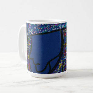 Caneca De Café Menina com Cabelo de Estampa de Brilho Manchado