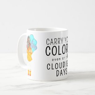 Caneca De Café Menina com Guarda-chuva no Vento Citação Positiva