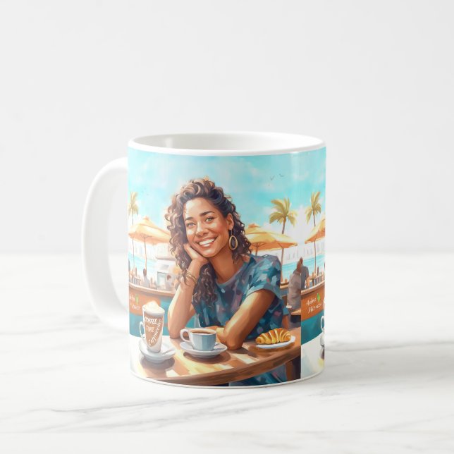 Caneca De Café Menina com pausa para café (Frente Esquerda)