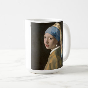 Caneca De Café Menina com um Brinco de Pérola