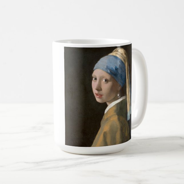 Caneca De Café Menina com um Brinco de Pérola (Frente Esquerda)