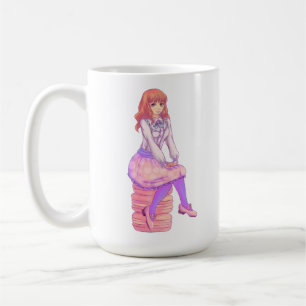 Caneca De Café Menina cor-de-rosa de Macaron