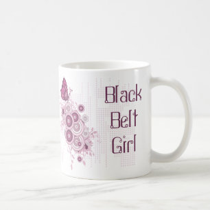 Caneca De Café Menina cor-de-rosa do cinturão negro das artes