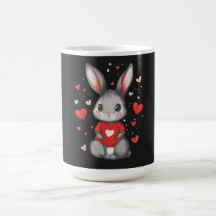 Caneca De Café Menina Coração Amante de Coelho