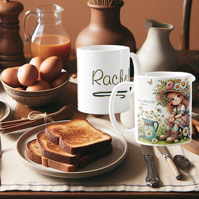 Caneca De Café Menina daisy Personalizada Filha de Deus (Criador carregado)