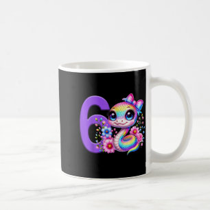 Caneca De Café Menina de 6 anos de idade Festa de Cobra Arco-íris