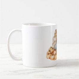 Caneca De Café Menina de Abóboras Laranjas com Livro