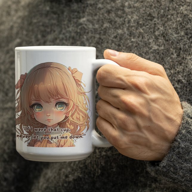 Caneca De Café Menina de Animação Adorável (Criador carregado)