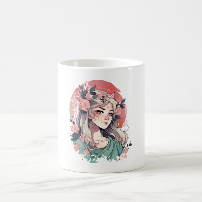 Caneca De Café Menina de Animação Bonita (Centro)