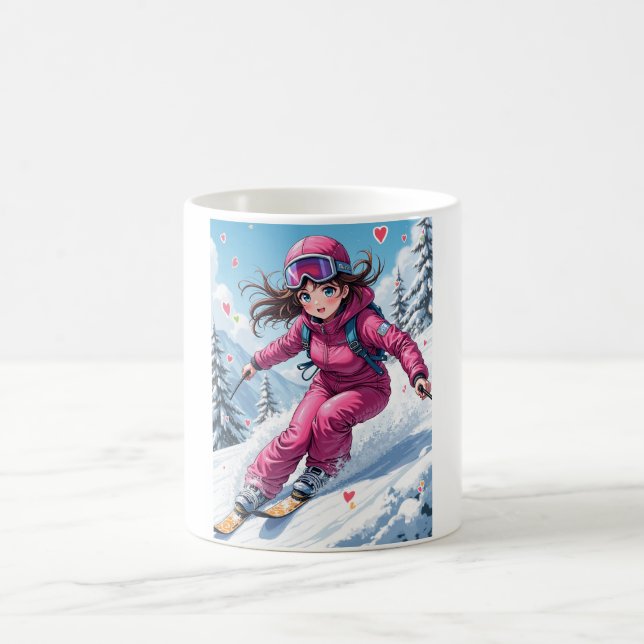 Caneca De Café Menina de Animação Bonita Escutando | Esportes de  (Centro)