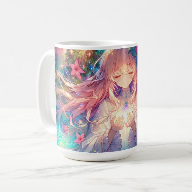 Caneca De Café Menina de animação etérea mágica (Frente Esquerda)
