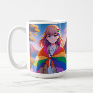 Caneca De Café Menina de anime com LGBTQIA+ Cabo