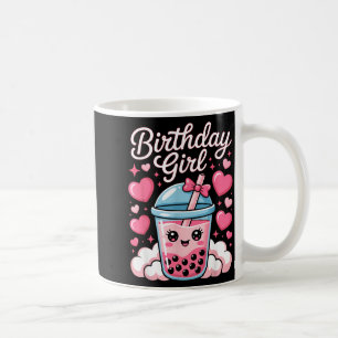 Caneca De Café Menina de Aniversário Arco Rosa Fofo Chá de Bolhas
