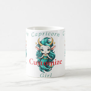 Caneca De Café Menina de Capricórnio Sereia Thunder_Cove