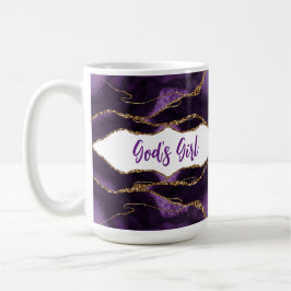 Caneca De Café Menina de Deus Inspiracional Roxa e Dourada Elegan