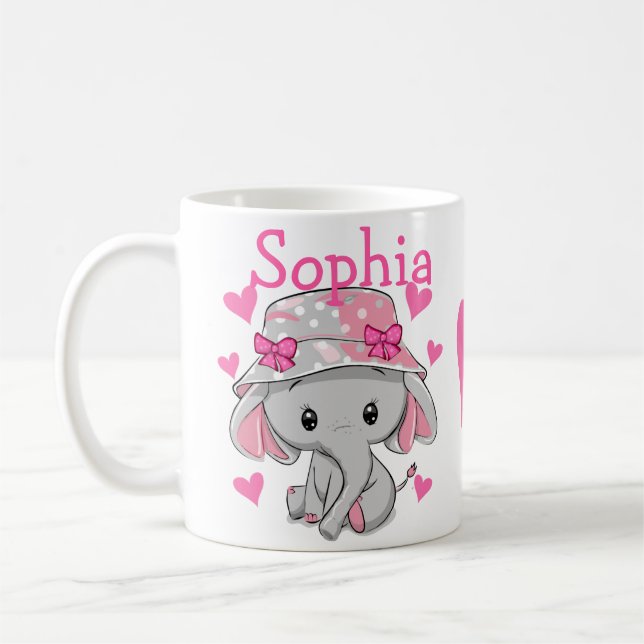 Caneca De Café Menina de Elefante Bonita (Esquerda)