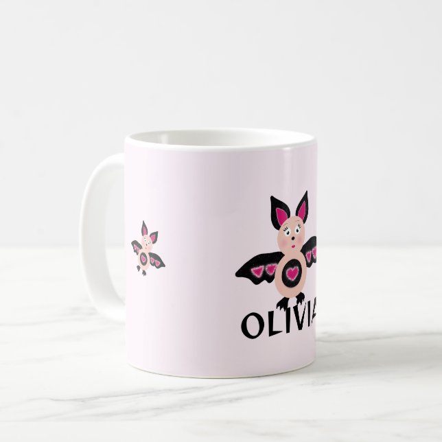 Caneca De Café Menina de morcegos (Frente Esquerda)