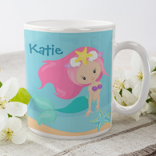 Caneca De Café Menina de Sereia Cega Costumada Crianças Costeiras