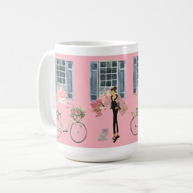 Caneca De Café Menina Designer Bag Purse Cachorro Cachorro impres (Frente Esquerda)
