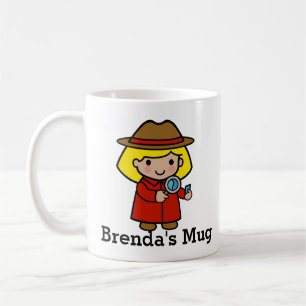 Caneca De Café Menina Detetive com Espelho