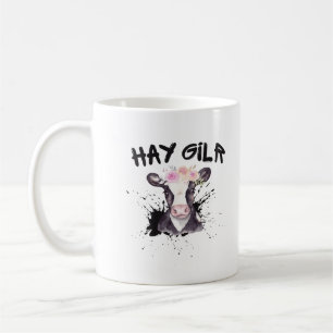 Caneca De Café Menina do Feno Agricultora Engraçado Gado Fazenda 