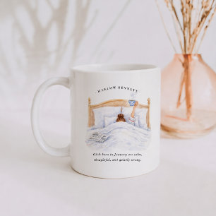 Caneca De Café Menina do Mês de Nascimento de Janeiro   Monograma