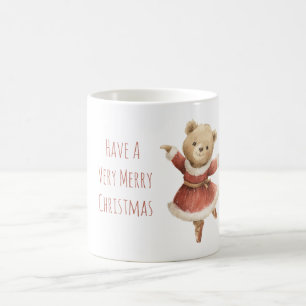 Caneca De Café Menina do Ursinho Vermelho Vestido de Natal do Pap