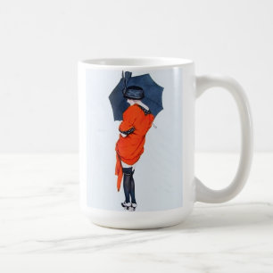Caneca De Café Menina do vintage com guarda-chuva