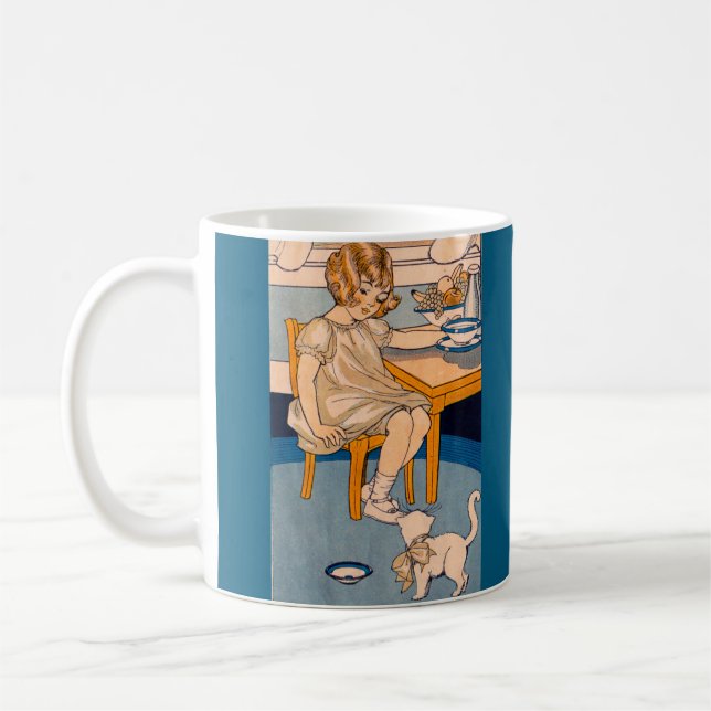 Caneca De Café menina dos anos 1920 e gatinho branco (Esquerda)