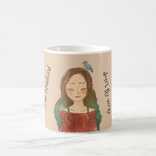 Caneca De Café Menina dos Pássaros Azuis Não Voem Para Longe