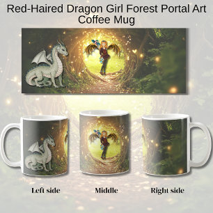 Caneca De Café Menina Dragão de Cabelo Vermelho Portal da Florest