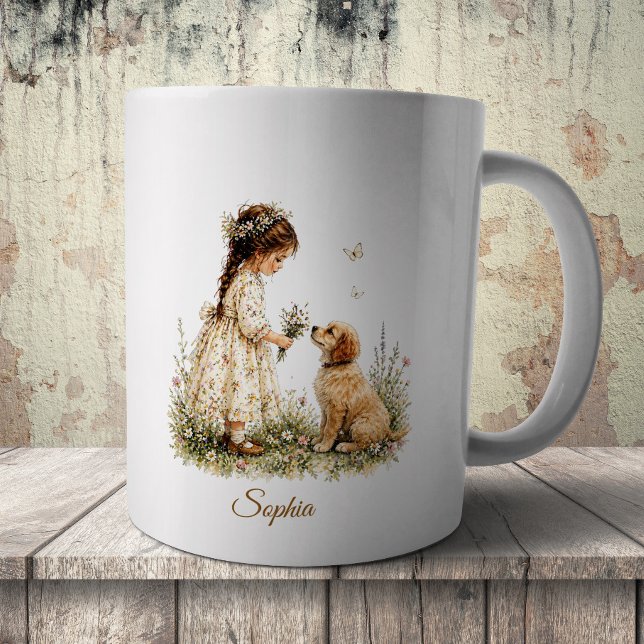 Caneca De Café Menina e Cachorrinho (Criador carregado)
