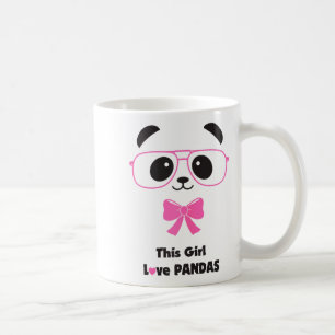 Caneca De Café Menina engraçada que ama panda Arco de óculos femi