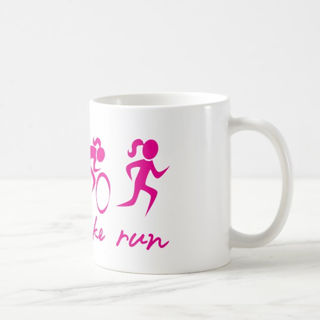 Caneca De Café Menina funcionada bicicleta da natação tri (Direita)