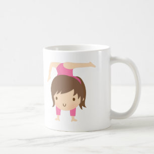 Caneca De Café Menina Ginasta Fofo Posando de Ginástica